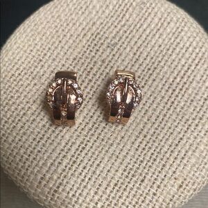 Belt Buckle Rose Gold Rhinestone Earrings